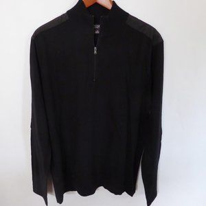 MICHAEL KORS MENS OCRE GRAY COLLAR ¾ ZIPPER LONG SLEEVE PULL OVER SWEATER